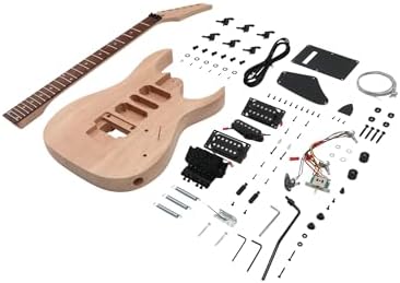 DIY Electric Guitar Kit Beginner Kit 6 String Right Hand JS Series | Mahogany Body, Mahogany Neck, Rosewood Fretboard, Black Hardware