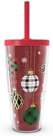 Tervis Christmas Holiday Ornaments Made in USA Double Walled Insulated Tumbler Travel Cup Keeps Drinks Cold & Hot, 24oz, Classic