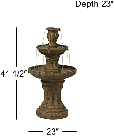 Tuscan Garden 41 1/2" Dark Stone Finish Traditional Tiered Outdoor Fountain | Large Italian Indoor Decor Faux Floor Waterfall Standing Water Feature