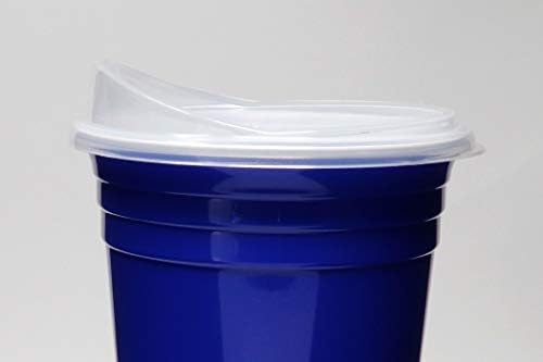 Rolling Sands Reusable BPA-Free 16 Ounce Blue Party Cups with Lids - 2 Pack, Made in USA