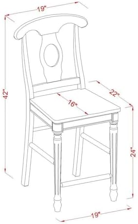 East West Furniture KES-WHI-W Kenley Counter Height Dining Chairs - Napoleon Back Solid Wood Seat Chairs, Set of 2, Buttermilk & Cherry