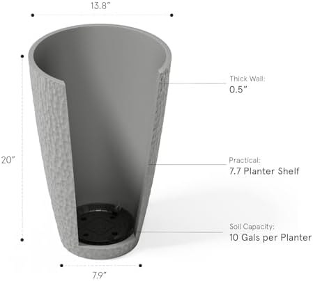 LA JOLIE MUSE Tall White Planter for Indoor Plants,20 Inch Tall Round Planter, Modern Flower Pot Containers,Large Decorative Tree Plant Pot,1 Pack