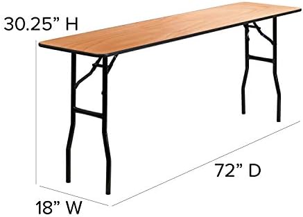 Emma + Oliver 72 in Natural Wood Rectangular Folding Table | Clear Coated Finished Top, Lightweight, Easy Storage, Event Table