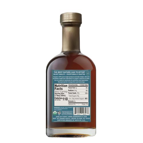 Crown Maple Organic Madagascar Vanilla Maple Syrup, Real Vanilla Bean, Pancakes, Baking, Cocktails & Brunch, 12.7 Fl Oz