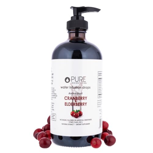 Pure Inventions Water Enhancer Drops - Refreshing and Delicious - Antioxidants, Electrolytes - No Sugar, Calories, or Artificial Sweeteners - Cranberry and Elderberry (60 Servings)