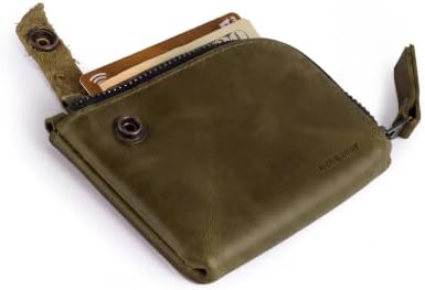 Hide & Drink, Leather Zippered Wallet, Holds Up to 6 Cards Plus Folded Bills, Pouch Organizer, Cash Holder, Travel Essentials, Mini, Pocket-Size, Handmade (Bourbon Brown)