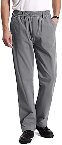 IDEALSANXUN Mens Casual Elastic Waist Twill Pants