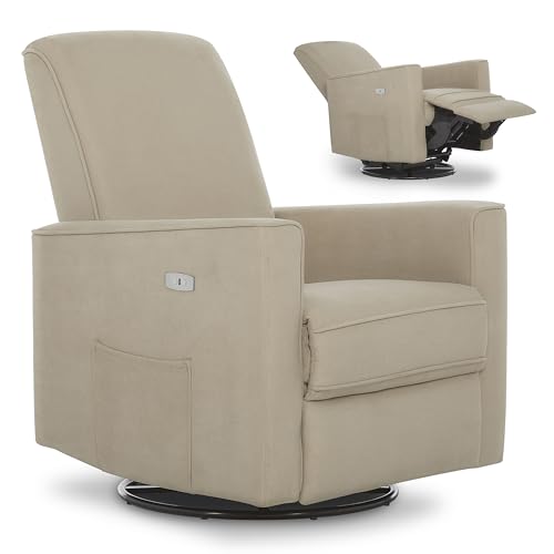 évolur Harlow Upholstered Power Glider Recliner with USB Charging – Rocking & 275° Swivel with Smooth Glide – Greenguard Gold & FSC