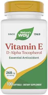 Nature's Way Vitamin E, D-Alpha Tocopherol, Essential Antioxidant, Helps Neutralize Free Radicals*, 268 mg per Serving, 100 Softgels (Packaging May Vary)