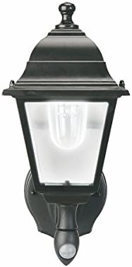 Maxsa 44219 Premium Wireless Battery-Powered Motion-Activated Decorative Outdoor Wall Sconce Lighting Fixture, Cool White LED, Metal Housing, Black