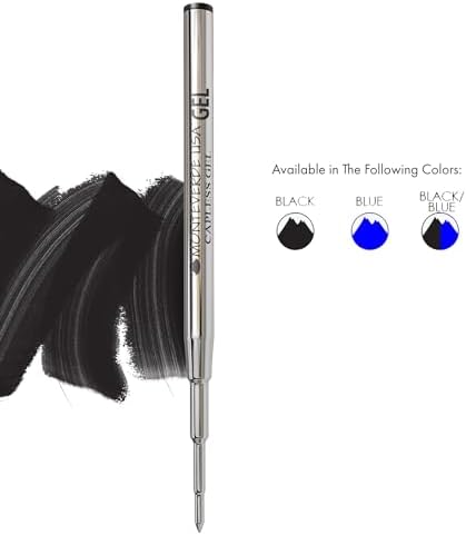 Monteverde Capless Gel Refill to Fit Montblanc, Medium, Black, 2 Pack | Capless gel refill offers smooth