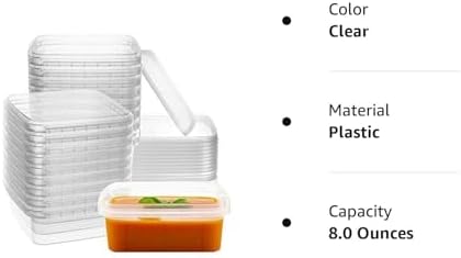 NYHI 32 oz 20 Pack Square Clear Deli Containers with Lids Disposable BPA Free Square Plastic Food Storage Containers with Lids Airtight for Meal