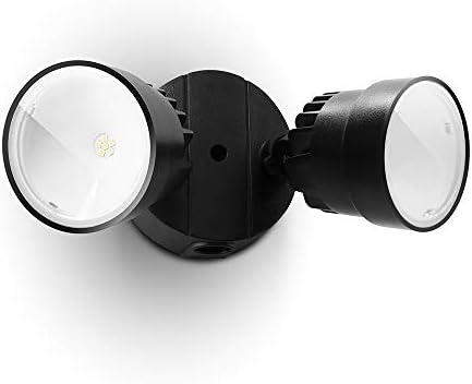 LUTEC 2 Packs P6221B 2000 Lumen 18 Watt 28 LED Dual-Head Flood Light Outdoor, Waterproof Exterior Security Wall Light for Patio, Garden,Yard-Black