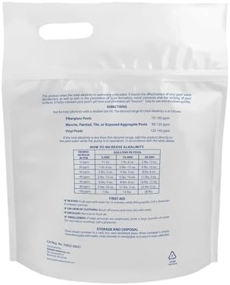 Pool Mate 5-Pounds Premium Alkalinity Increaser for Swimming Pools | 100% Sodium Bicarbonate, Alkalinity Up, Easy To Use, Works Fast, 11 ounces raises alkalinity 10 ppm per 5,000 gallons