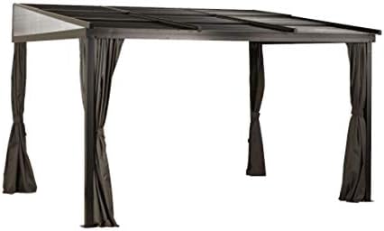 Sojag 10' x 12' Francfort Wall-Mounted Hardtop Gazebo Outdoor Weather-Resistant Aluminum Frame Sun Shelter