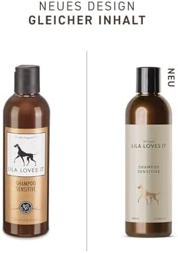 LILA LOVES IT Shampoo Sensitive for Dogs - Dog Shampoo with Aloe Vera, Almond Oil, Calendula and Camomile, moisturizing, Soothing and Gentle, 250 ml