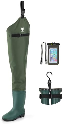 TIDEWE Fishing Hip Waders, Lightweight Hip Boots for Men Women | Waterproof 420D 2-Ply Nylon/PVC, Hunting Bootfoot Waders, Boot Hanger Included