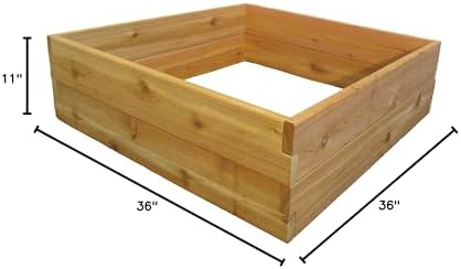 3 ft x 3 ft x 11 in Raised Garden Bed Kit - Made from 1" Thick Western Red Cedar from North America