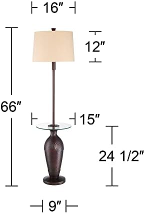 Regency Hill Fallon 66" Tall Bronze USB and Outlet Tray Table Floor Lamp
