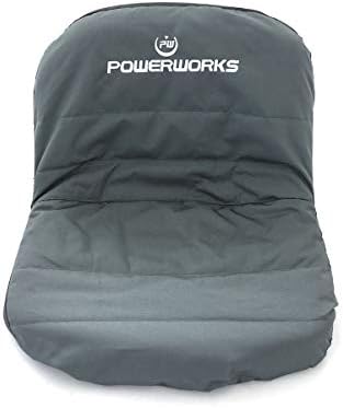 POWERWORKS Weatherproof Deluxe Riding Lawn Mower Seat Cover, Medium, Black | For Seats 12.4-14.1" High, 600D Oxford Cloth, Storage Pockets