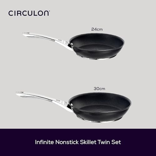 Circulon Infinite Hard Anodised 24/30 cm Frying Pan Twin Pack Set, 2-Piece - Black