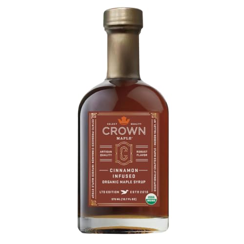 Crown Maple Organic Madagascar Vanilla Maple Syrup, Real Vanilla Bean, Pancakes, Baking, Cocktails & Brunch, 12.7 Fl Oz