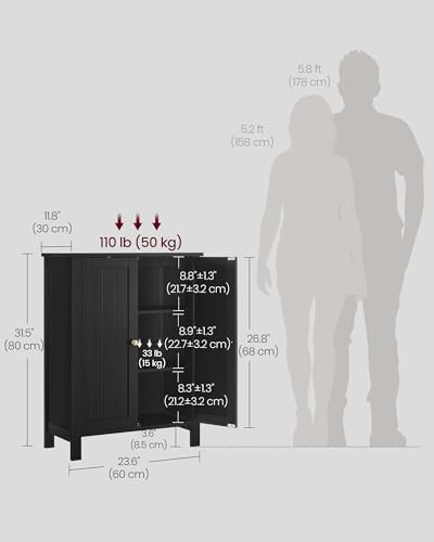 VASAGLE Floor Storage Cabinet, Freestanding Storage Unit with 3 Drawers, 1 Adjustable Shelf, for Bathroom Living Room Dining Kitchen, 11.8 x 23.6 x 31.5 Inches, Cloud White UBBC049WH01S