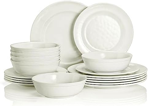 TP 18-Piece Dinnerware Set, Melamine Dishes Set with Bowls and Plates, Service for 6, Non-breakable Lightweight Dining Tableware, Teal