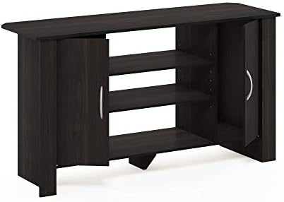 Furinno Econ TV Stand Entertainment Center, Espresso | with Adjustable Shelf, Open Back TV Console with Door Storage for TV up to 50 Inch, for Living Room, Bedroom