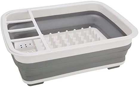 Kitchen Details Collapsible Dish Drying Rack | Space Saver | Aerated Bases Drain Holes | Plates, Bowls