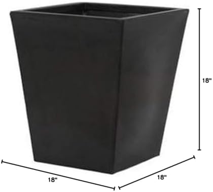 Tusco CT22BK Cosmo Square Planter, Black, 22-Inch