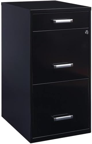 Scranton & Co 3-Drawer Metal Filing Cabinet, 27.32" H x 14.25" W x 18.00" D, Pearl White Finish, Locking Storage with Letter-Size File Drawers, Non-Porous Painted Steel for Home or Office