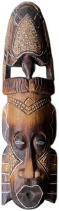 OMA Handcrafted African Wall Mask – 20" Solid Wood with Turtle Motif for Protection & Longevity – Detailed Aboriginal-Inspired Dot Pattern for
