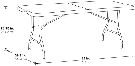 Office Star Resin Rectangle Center-Folding Portable Table for Picnics, Camping, and Tailgating, 6 Feet