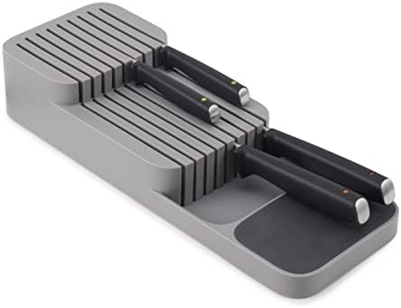 Joseph Joseph DrawerStore Knife Organizer, holds up to 9 knives, Kitchen Organization & Drawer Storage – Compact, Gray