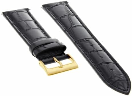 Ewatchparts 22mm Leather Watch Band Watch Strap Compatible With Invicta Pro Diver Watch Black With Gold Buckle