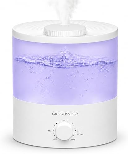 MEGAWISE 1.5L Cool Mist Humidifier for Bedroom, 25dB Quiet