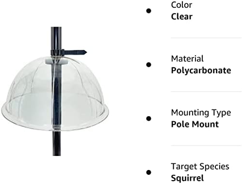 Myard 13 Inches Solid Clear PC Wobbly Squirrel Proof Baffle Deflector for Bird Feeder, Fit up 1.5 Inches + Pole/Post (Upgraded Version)