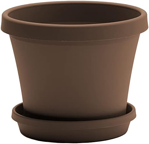 Bloem Terra Pot Round Planter: 14" - Chocolate - Matte Finish, Durable Resin, Traditional Style Pot, for Indoor and Outdoor Use, Gardening