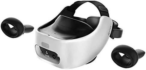 HTC Vive Pro Focus Plus 6DOF VR Headset in Almond White Bundle Including VR Headset, Controllers, face Cushion, QC 3.0 Charger and USB Type-C Cable