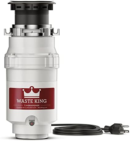 Waste King Legend Series 1 HP Continuous Feed Garbage Disposal with Power Cord - (L-8000) & Garbage Disposal Dishwasher Connector Kit - 1023