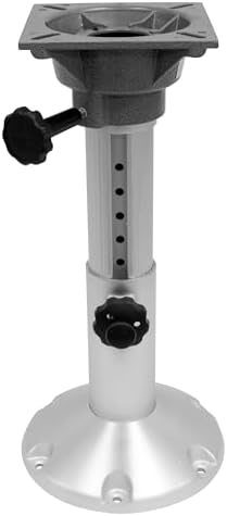 Wise 8WP21-18S Boat Seat Pedestal, Adjustable Height from 12" to 18", with Standard Seat Mount | 2-7/8 in anodized aluminum post, 9 in base