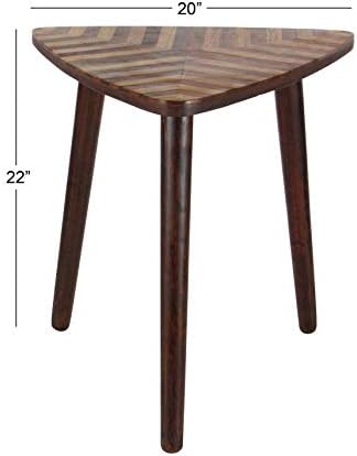 Deco 79 Mango Wood Handmade Side End Accent Table End Table with Wood Inlay, Side Table 20" x 21" x 22", Brown