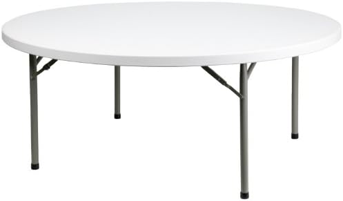 Flash Furniture 5' Round All-Occasion Plastic Folding Event Table for Parties and Trade Shows, Folding Banquet Table for Indoor/Outdoor Events, White