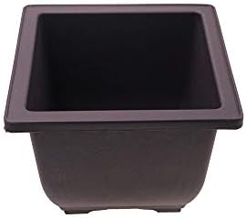 MUZHI 6PCS/Pack Retro Style Basin Plastic Flower Pot 6.5 Inch Flower Bonsai Tree Plant Bowl Nursery Pots Maceta Cuadrada Simulational Purple Sands Pots with Tray Rectangle Small