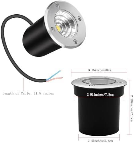 Well Lights Landscape Lighting, Low Voltage Outdoor In Ground Landscape Lights, 5W 12V-24V Waterproof Warm White 3000K Deck Light for Garden, Pathway