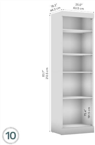 Bestar Closet Organizer System 25-inch for Walk-in Closets, Bedroom, Entryway, Pur Collection, Modern, Bark Gray | 2 fixed shelves