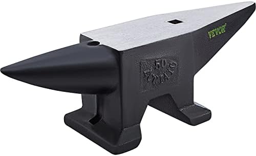 VEVOR Blacksmith Anvil 55 lbs (25 kg) Single Piece of Iron with Square Holes Ideal for Metalurgical and Blacksmiths in Metal Workshop and for