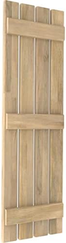 15 1/2"W x 72"H Americraft Four Board (3 Batten) Exterior Real Wood Spaced Board-n-Batten Shutters (Per Pair), Unfinished