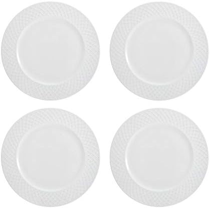 Mikasa Trellis 16-Piece Bone China Dinnerware Set, White, Includes Dinner Plates, Salad Plates, Cereal Bowls and Mugs, Dishwasher Safe